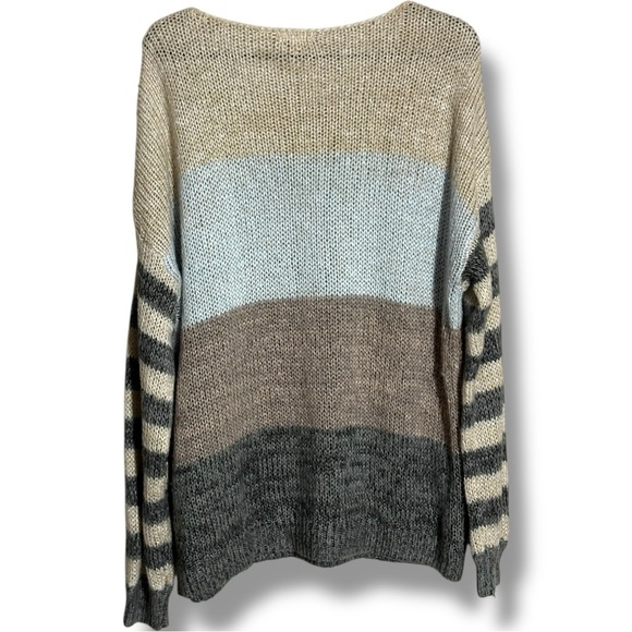 Maurices Elegant Colorblock Blue/Gray/Tan Lightweight Loose Fit Women's Sweater - Picture 16 of 16
